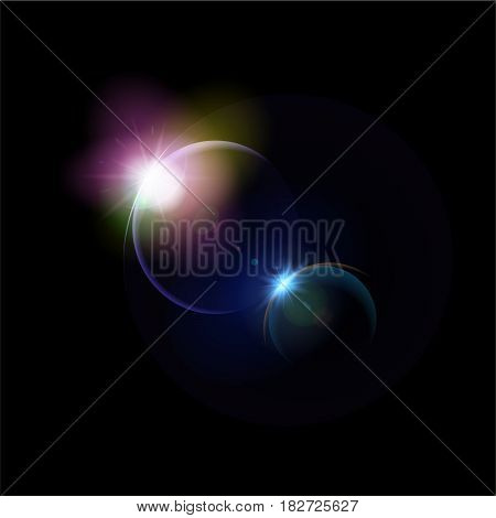 Vector realistic lights effect, camera lens flares