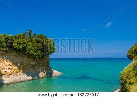 Sidary landscape with the soft rock erosion  on the Corfu island Greece. 