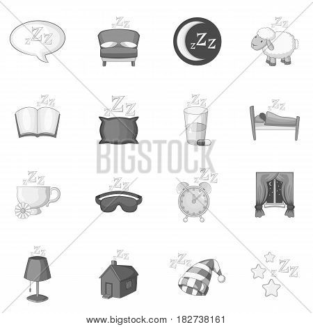 Sleep symbols icons set in monochrome style isolated vector illustration