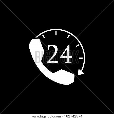 Full time call services solid icon, business, help and support sign, a filled pattern on a black background, eps 10.