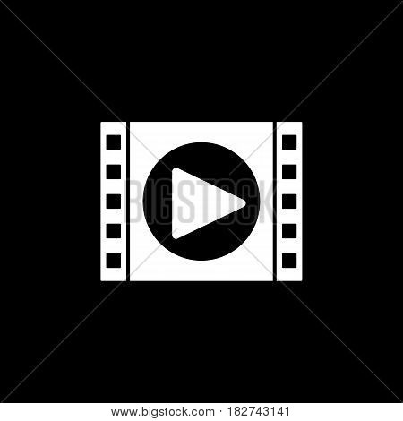 Video marketing solid icon, seo and development, movie player sign, a filled pattern on a black background, eps 10.