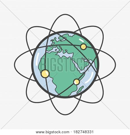 geostationary orbits around earth planet, vector illustration