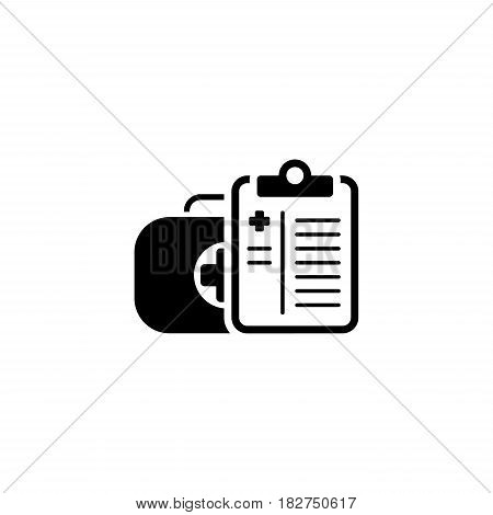 Medical Services Icon. Flat Design. Isolated Illustration. Medical suitcase with doctoral tablet.