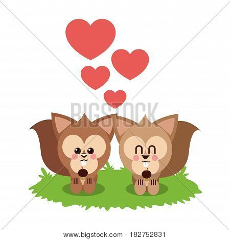Squirrel cartoon in love icon. Animal cute adorable and creature theme. Isolated design. Vector illustration