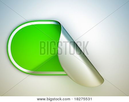 Verde arrotondato piegato adesivo o etichetta