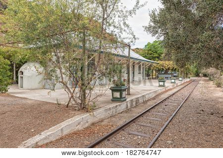 CALITZDORP SOUTH AFRICA - MARCH 24 2017: The railway station in Calitzdorp was converted into a caravan park