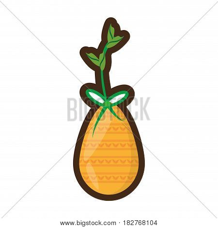 cartoon yellow easter egg branch hanging vector illustration eps 10
