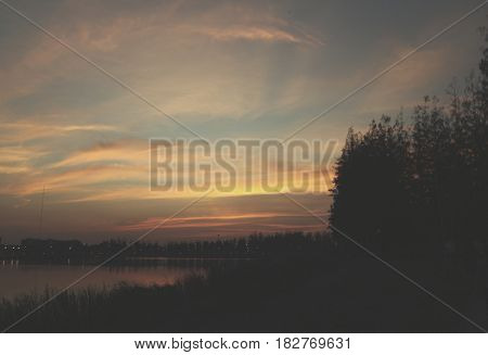 Beautiful Twilight Sunset Evening Landscape