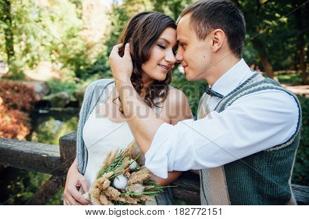 Happy Couple Walking In Summer Park