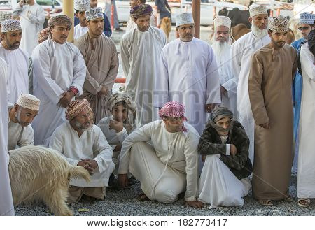 Omani Men Chatting At Nizwa Goat Market