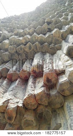 Basalt volcanic rocks in the gorge of Garni, Republic of Armenia