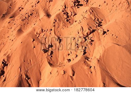Fragment of Sand dune Al Ramal near Jabal Khazali in Wadi Rum valley, Jordan.