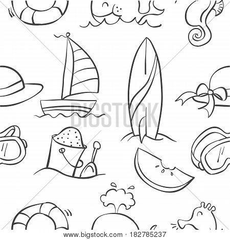 Collection stock of summer object doodles vector illustration