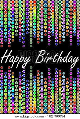 Happy birthday billboard with colorful lights in rainbow design