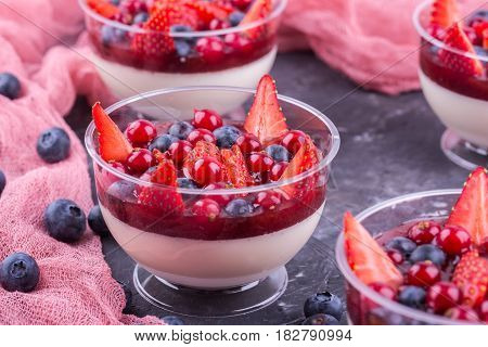 A gentle and air traditional Italian delicacy on the basis of cream with home-made jam of own production