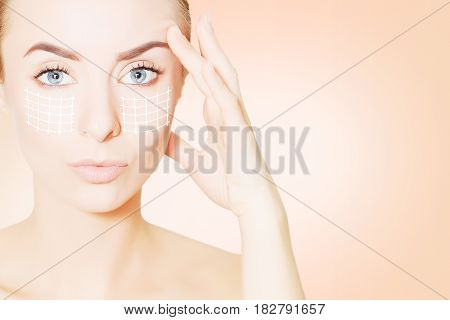 renovating skin concpet. woman face portrait with lifting marks
