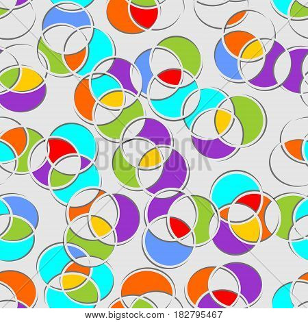 Seamless multicolored circle patterns on gray area
