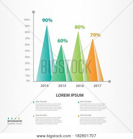 Infographic elements vector for business Pyramid triangle icon brochure flyer template presentation web banner design advertisement Diagram Process Chart number options Timeline Slide education