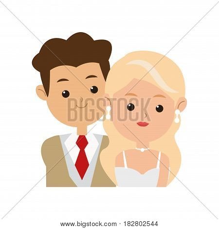 wedding couple cartoon icon over white background. colorful design. vector illustration
