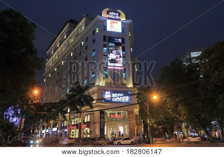 HANOI VIETNAM - NOVEMBER 24, 2016: Historical CDC building cityscape.