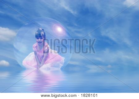 Prinsesse flyder i boble
