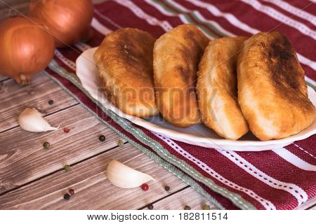fried patties with potatoes rustic style .