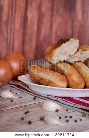 fried patties with potatoes rustic style .