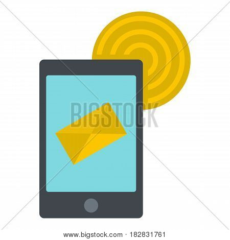 Smart phone sending email icon flat isolated on white background vector illustration