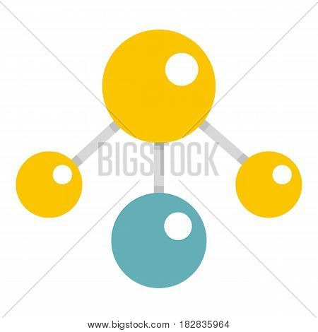 Yelllow and blue atomic structure icon flat isolated on white background vector illustration