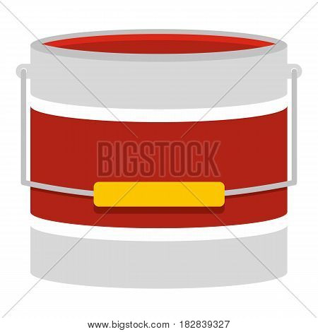 Red paint bucket icon flat isolated on white background vector illustration