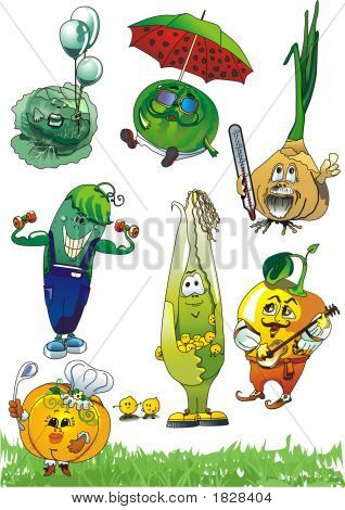 Conjunto de dibujos animados de verduras