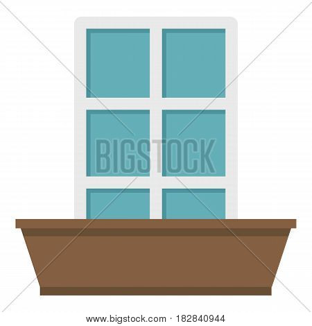 White window and flower box icon flat isolated on white background vector illustration
