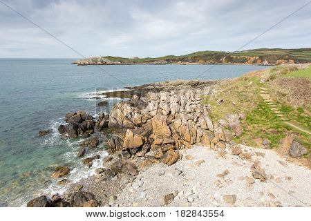 Rocky bays close to Cemaes Bay in Anglesey North Wales
