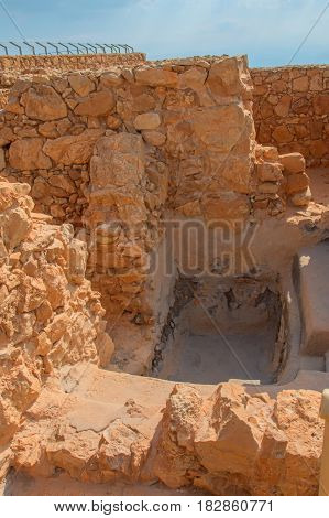 view of the ruins of the historic fortress of Masada