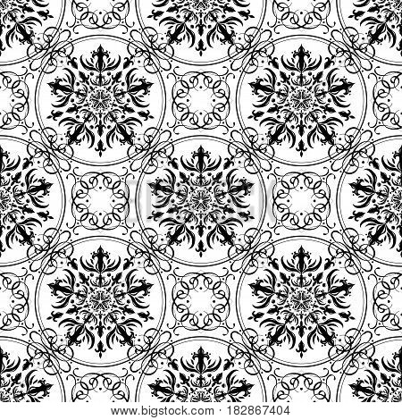 Abstract seamless pattern. Black and white vector illustration