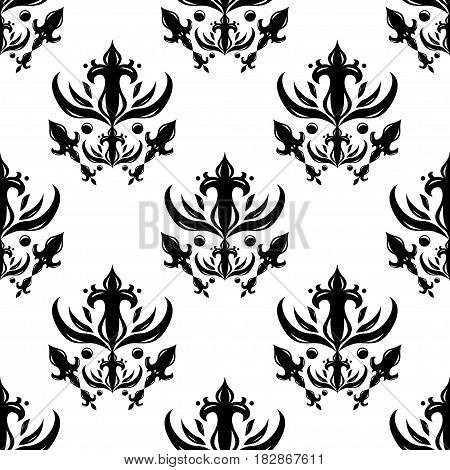 Abstract seamless pattern. Black and white vector illustration