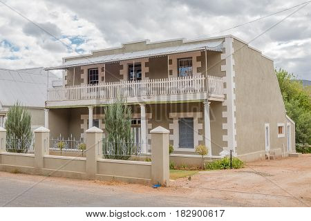 CALITZDORP SOUTH AFRICA - MARCH 24 2017: An historic old house in Calitzdorp. The original section was built pre 1850