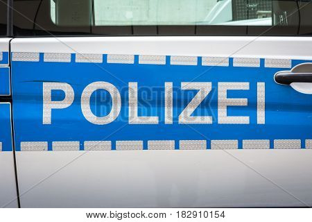 German Polizei Car Label Badge Police Blue Silver Reflective Safety