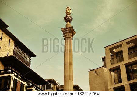 LONDON, UK - SEP 27: Paternoster Square Column in financial district on September 27, 2013 in London, UK. London is the world's most visited city and the capital of UK.