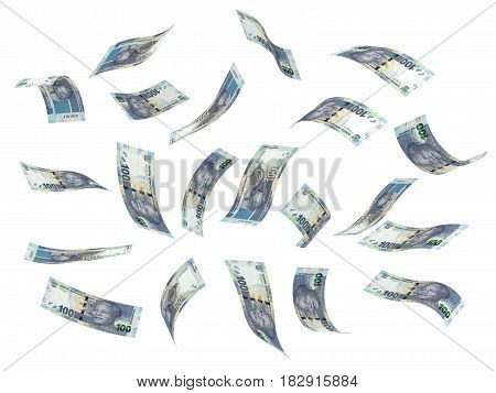 Flying South African Rand (isolated with clipping path) 3D Rendering