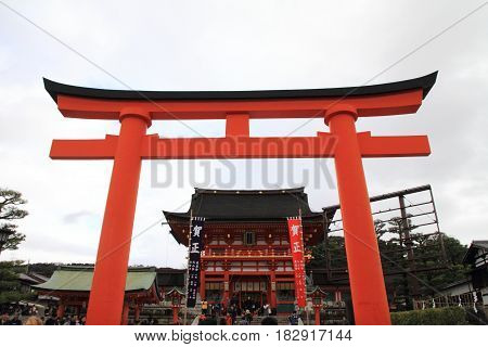 Tower Gate Of Fushimi Inari Taisha In Kyoto, Japan