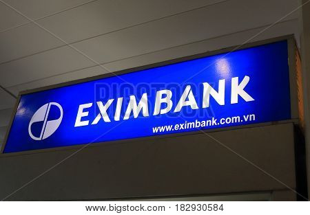 HO CHI MINH CITY VIETNAM - NOVEMBER 25, 2016: Eximbank. Eximbank is the 5th largest bank in Vietnam.