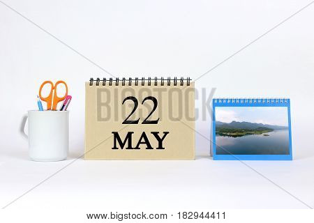 Deadline 22 May Calendar With White Background and Office.