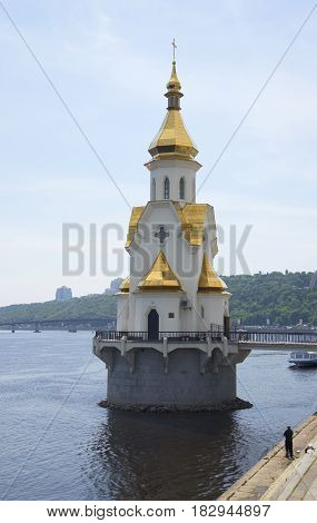 The Church of St. Nicholas the Wonderworker on the water in Kiev, Ukraine