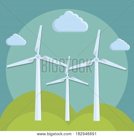 eolic turbines icon over blue background. colorful design. vector illustration