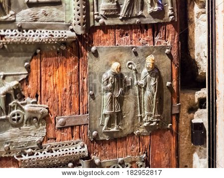 Bronze Panel On Door In Basilica Di San Zeno