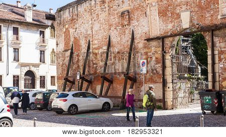 Tourists On Piazza Vescovado In Verona City