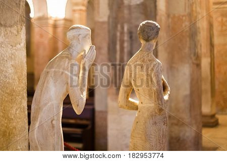 Sculptures In Lower Church Of Chiesa Di San Fermo