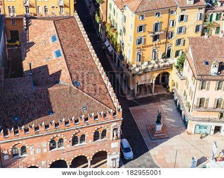 Above View Of Casa Dei Mercanti In Verona City