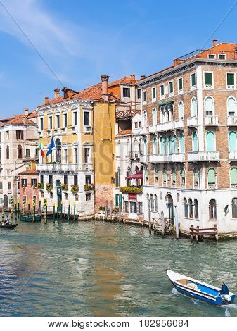 View Of Boats In Grand Canal In Venice City